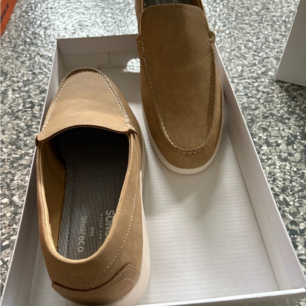 Tan Loafers Slip-Ons